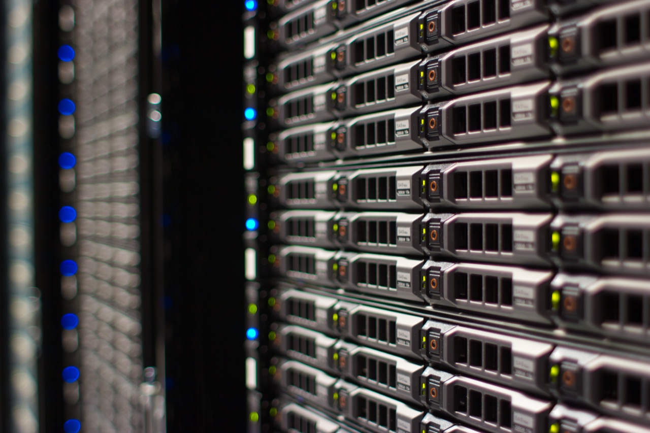Dense server racks inside a data center