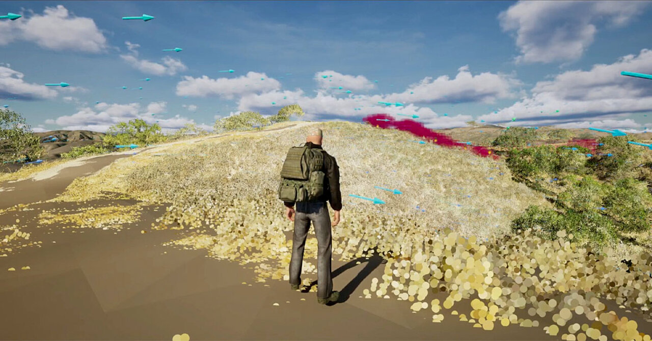 3D digital-twin simulation of a wildfire-prone hillside used for wildfire modeling research